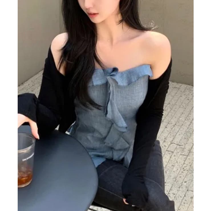 フリルデザイン カップ付き ベアトップ ビスチェ | VIVID LADY | 詳細画像5 