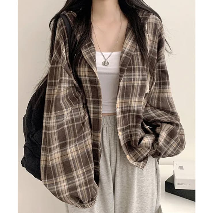 フード付きチェックシャツ | VIVID LADY | 詳細画像1 