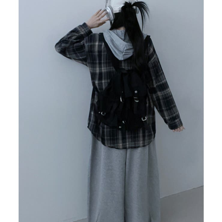 フード付きオーバーサイズチェックシャツ | VIVID LADY | 詳細画像19 