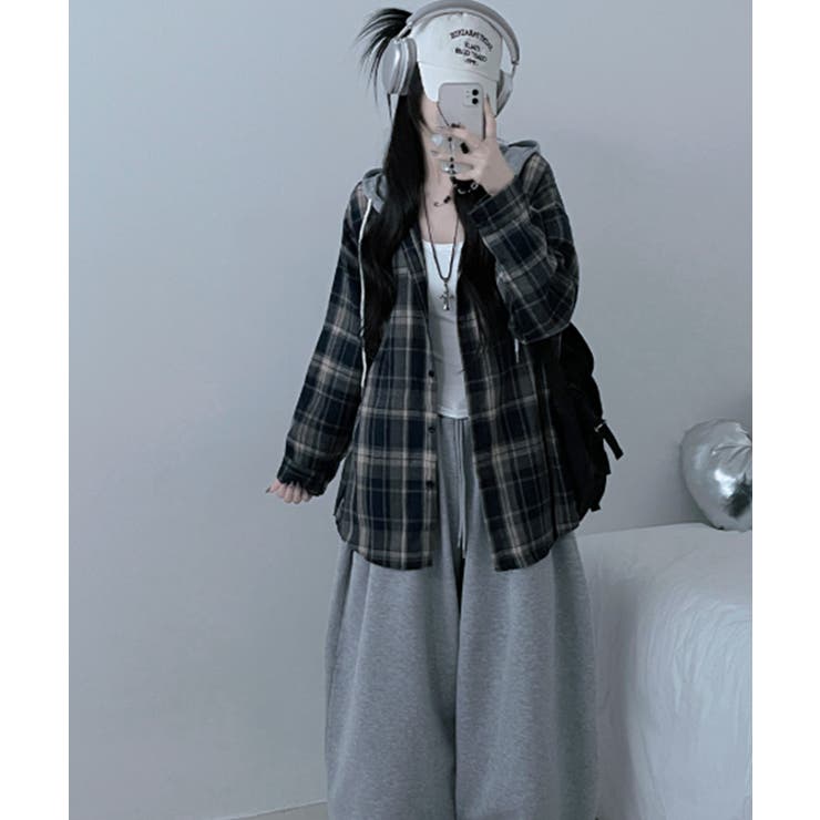 フード付きオーバーサイズチェックシャツ | VIVID LADY | 詳細画像20 