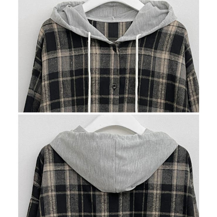 フード付きオーバーサイズチェックシャツ | VIVID LADY | 詳細画像21 