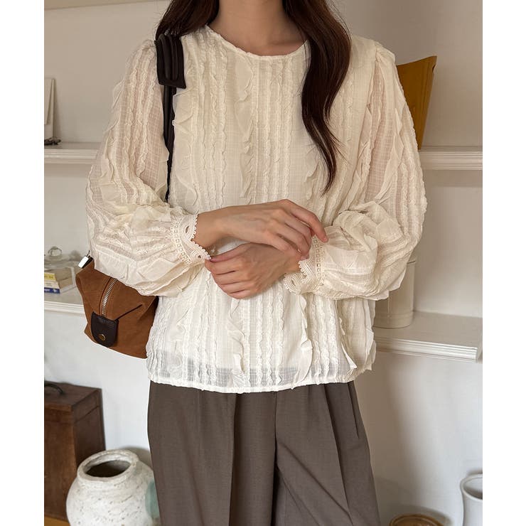 縦フリル プルオーバーブラウス | VIVID LADY | 詳細画像1 