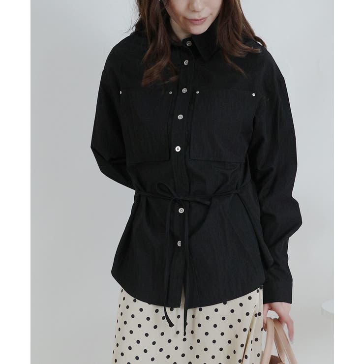 シルバーボタン ウエスト紐付き カラーシャツ | VIVID LADY | 詳細画像2 