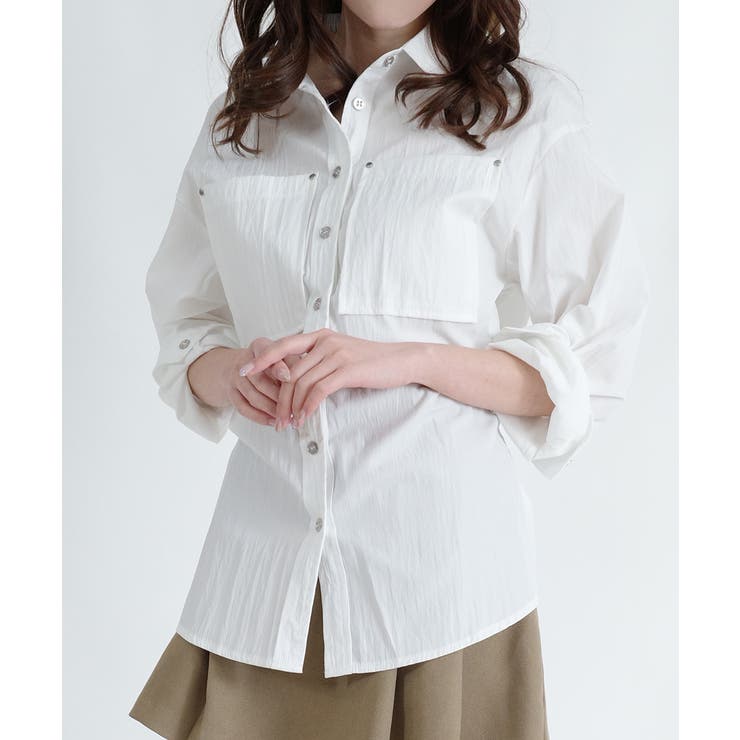 シルバーボタン ウエスト紐付き カラーシャツ | VIVID LADY | 詳細画像18 