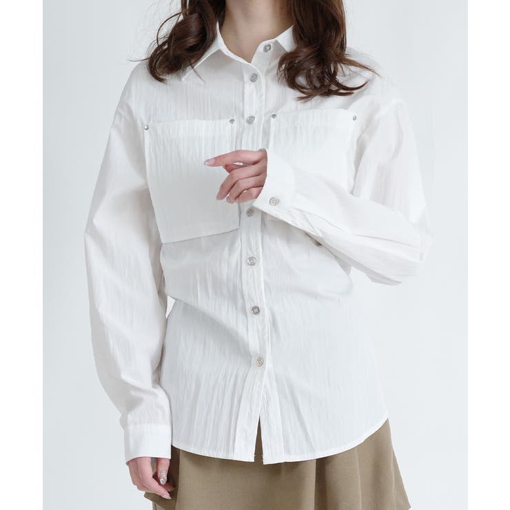 シルバーボタン ウエスト紐付き カラーシャツ | VIVID LADY | 詳細画像21 