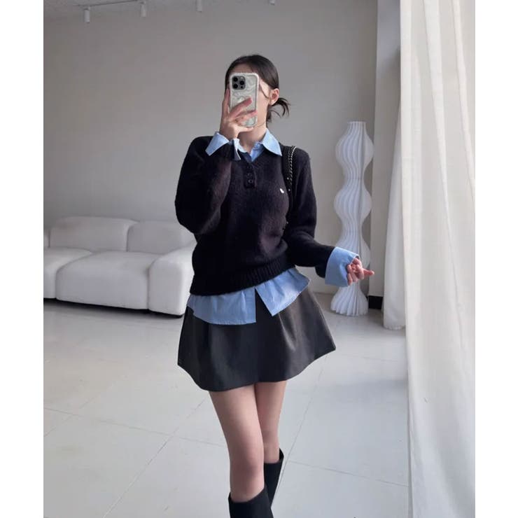 ポロ襟 シャツドッキング ニットプルオーバー | VIVID LADY | 詳細画像18 