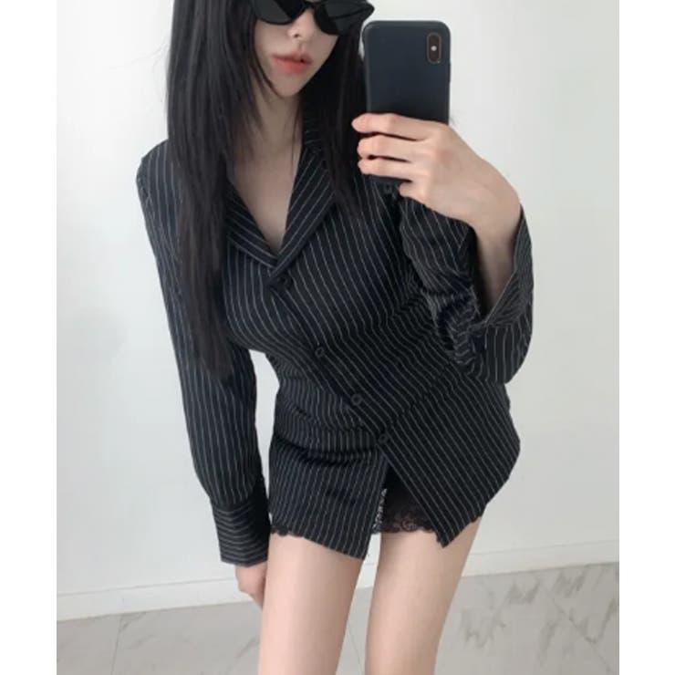バックレースアップ 3WAYロングストライプシャツ | VIVID LADY | 詳細画像6 