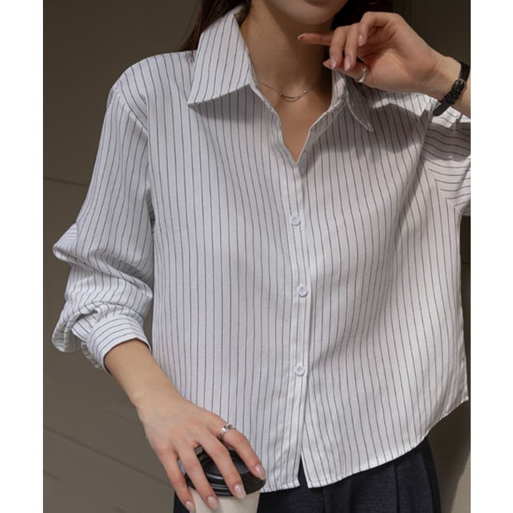 ストライプ柄 シンプル カラーシャツ | VIVID LADY | 詳細画像1