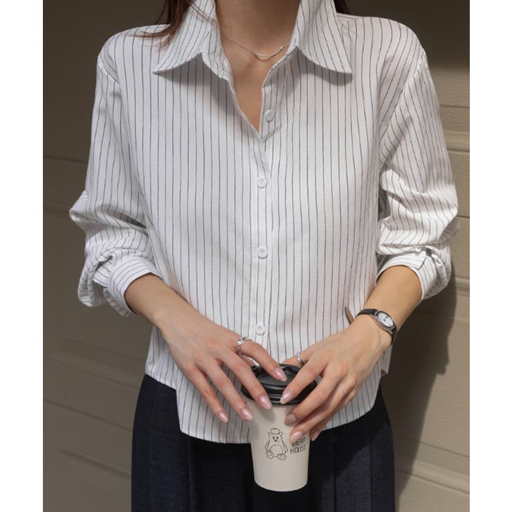 ストライプ柄 シンプル カラーシャツ | VIVID LADY | 詳細画像2