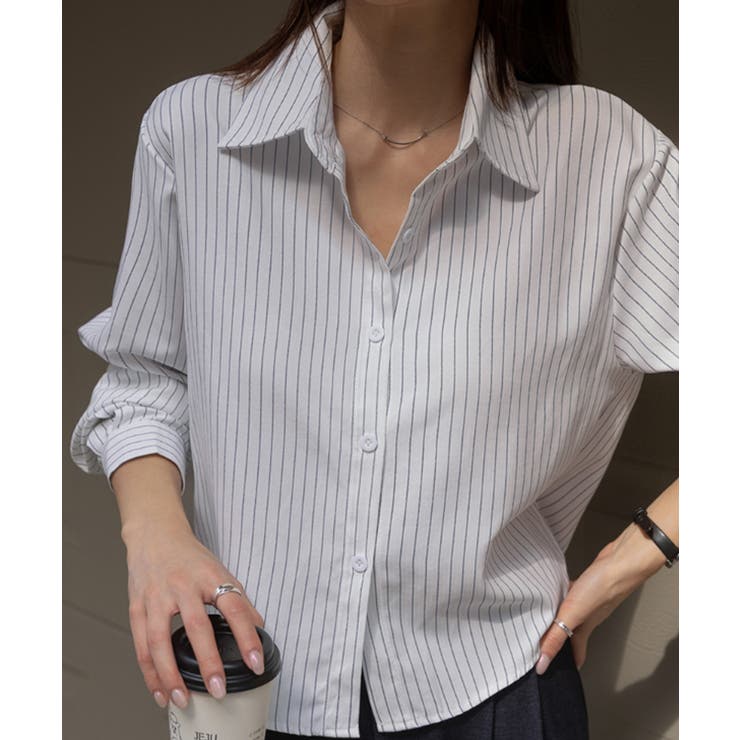 ストライプ柄 シンプル カラーシャツ | VIVID LADY | 詳細画像3