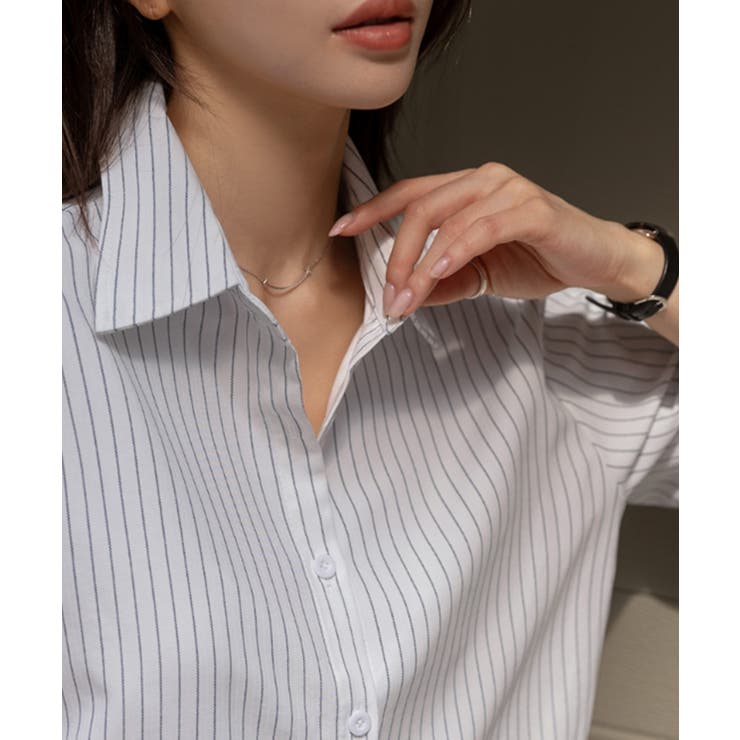 ストライプ柄 シンプル カラーシャツ | VIVID LADY | 詳細画像4