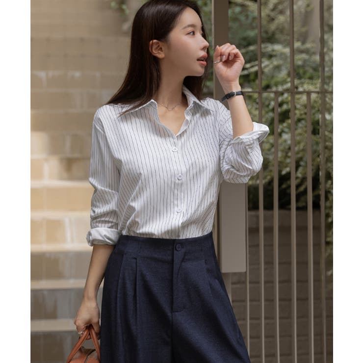 ストライプ柄 シンプル カラーシャツ | VIVID LADY | 詳細画像7