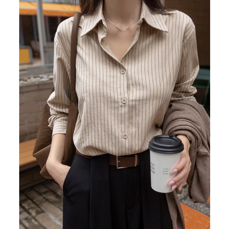 ストライプ柄 シンプル カラーシャツ | VIVID LADY | 詳細画像13