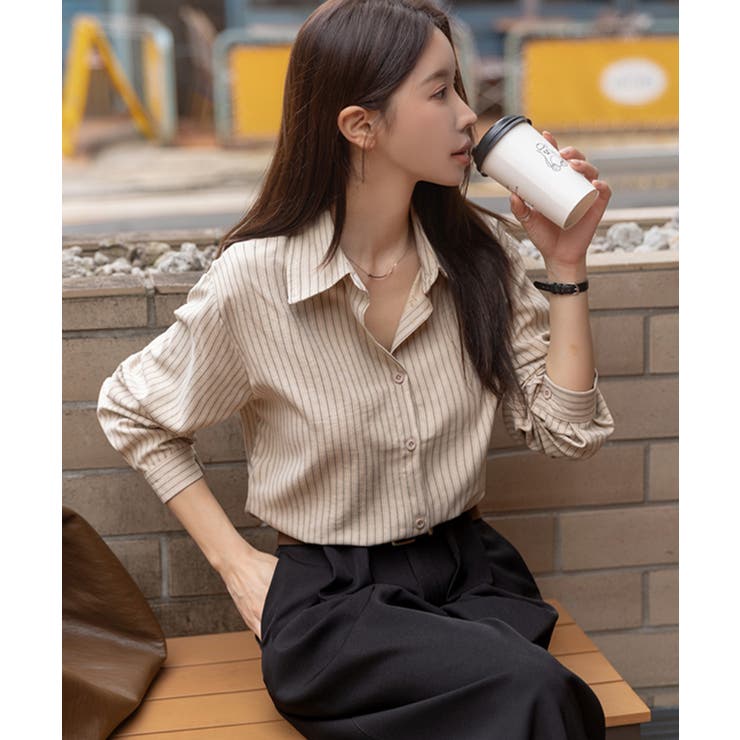 ストライプ柄 シンプル カラーシャツ | VIVID LADY | 詳細画像15