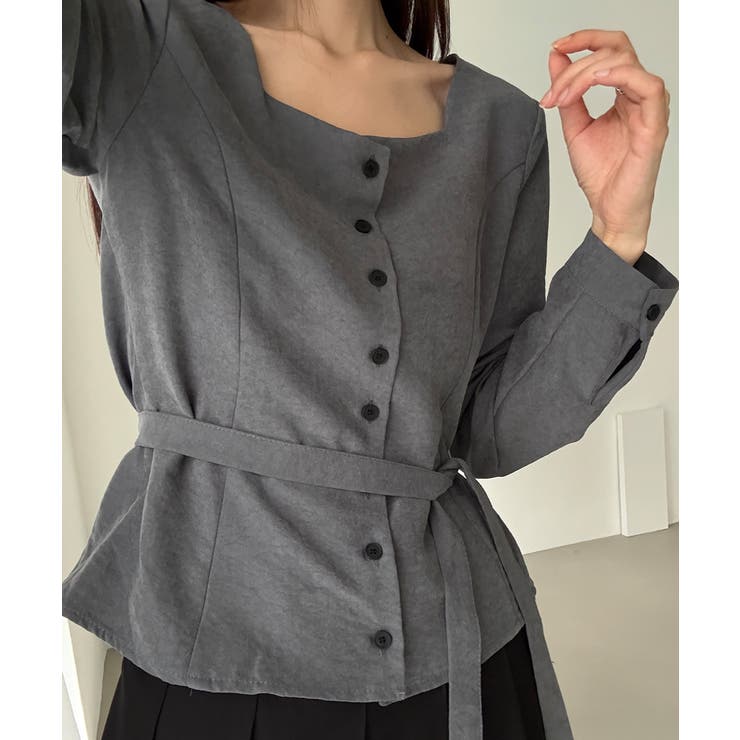 スエードタッチ スクエアネック 2WAYブラウス | VIVID LADY | 詳細画像3 