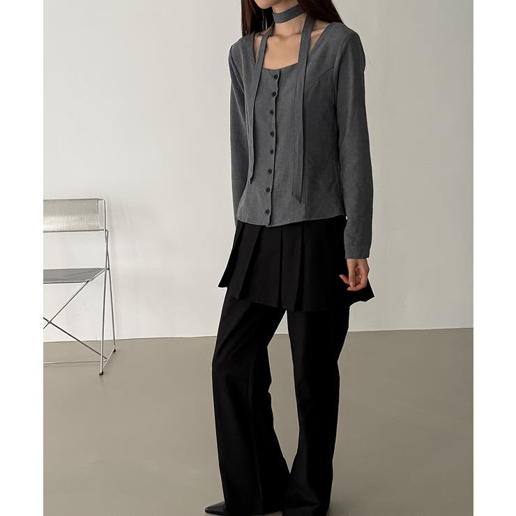 スエードタッチ スクエアネック 2WAYブラウス | VIVID LADY | 詳細画像4 