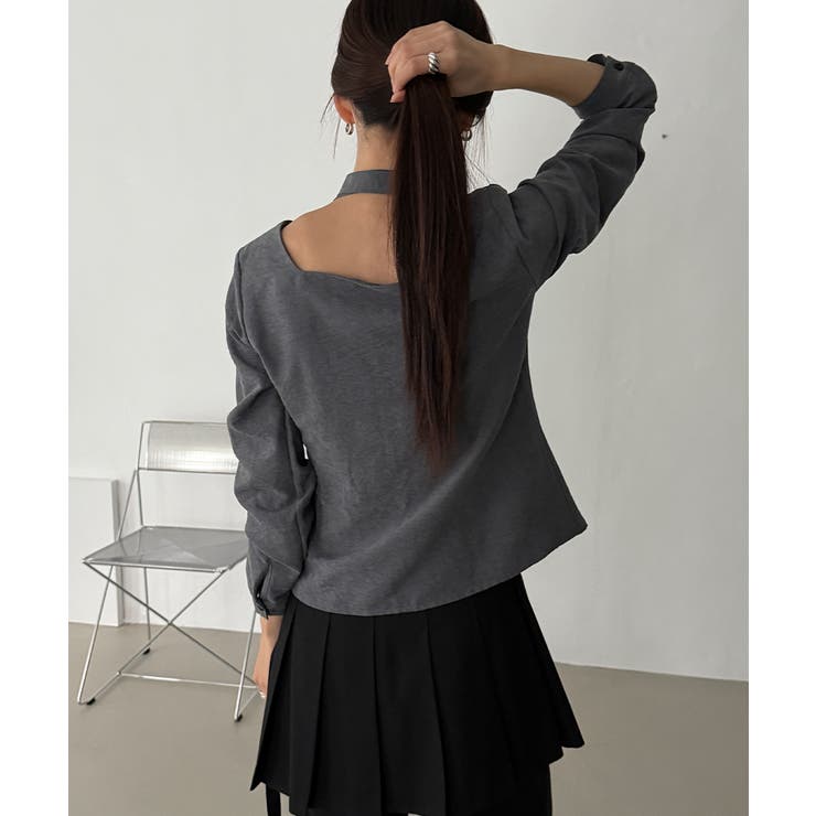 スエードタッチ スクエアネック 2WAYブラウス | VIVID LADY | 詳細画像5 