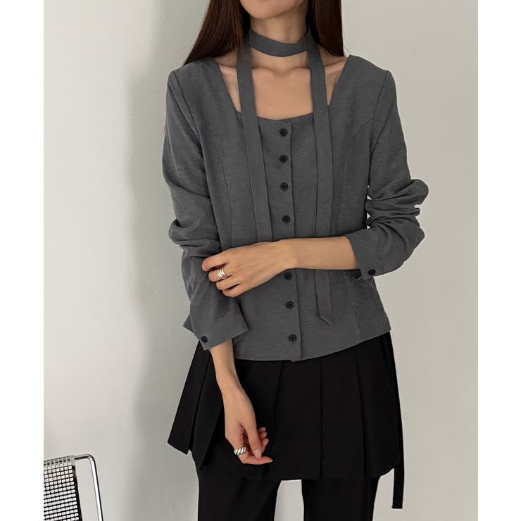 スエードタッチ スクエアネック 2WAYブラウス | VIVID LADY | 詳細画像9 