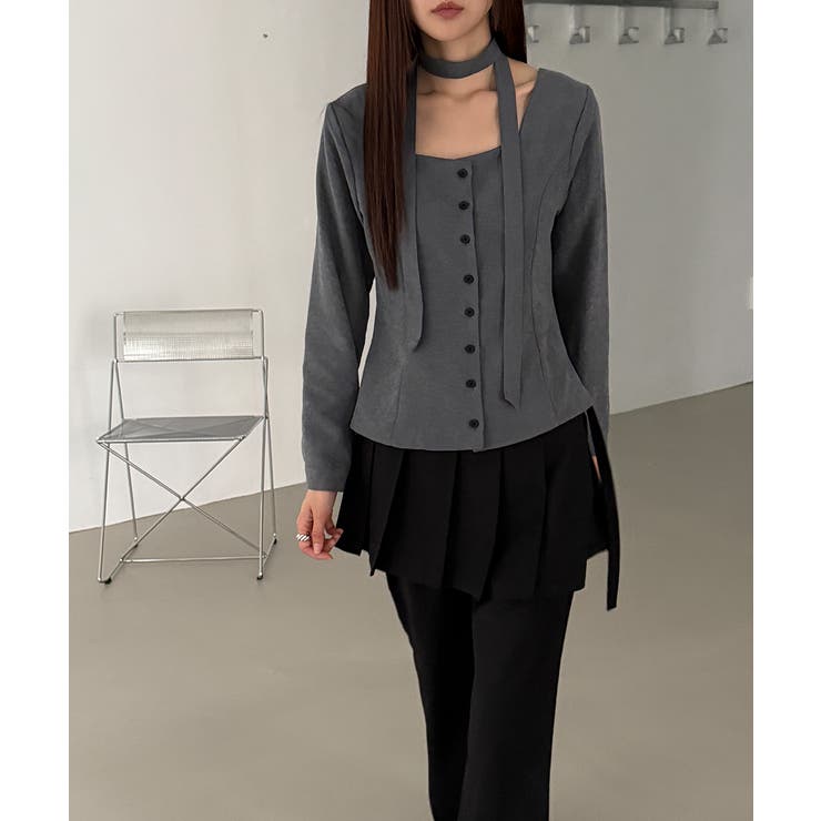 スエードタッチ スクエアネック 2WAYブラウス | VIVID LADY | 詳細画像10 