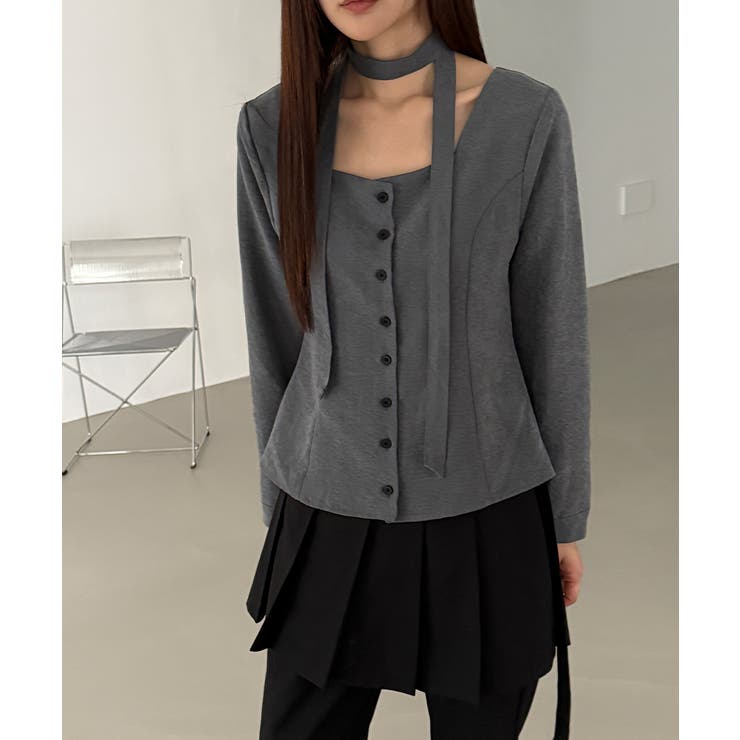 スエードタッチ スクエアネック 2WAYブラウス | VIVID LADY | 詳細画像11 