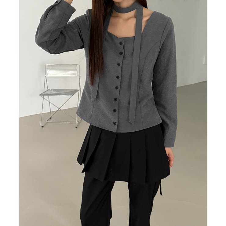 スエードタッチ スクエアネック 2WAYブラウス | VIVID LADY | 詳細画像12 