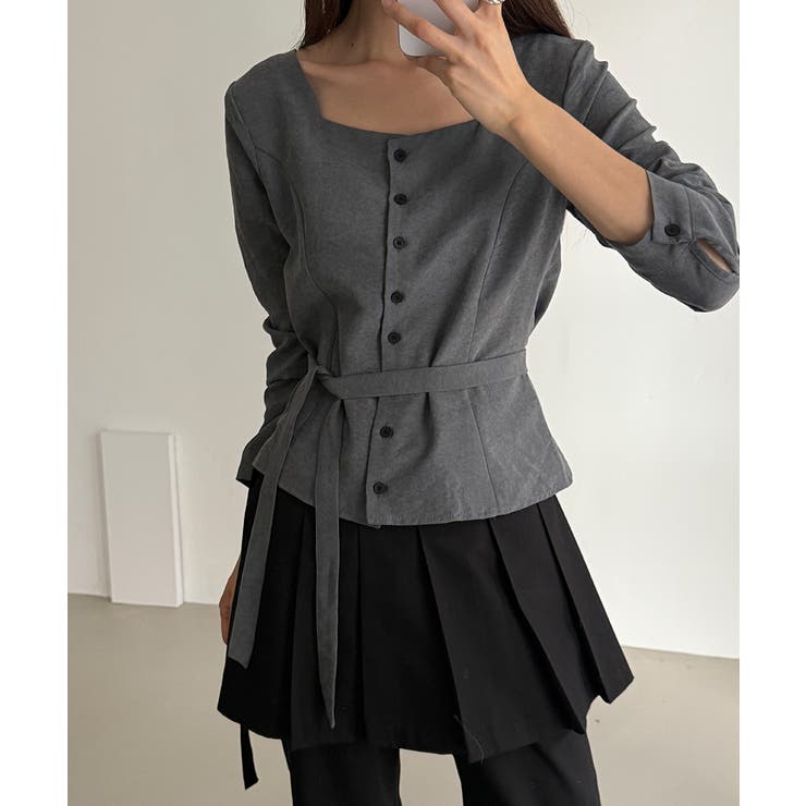 スエードタッチ スクエアネック 2WAYブラウス | VIVID LADY | 詳細画像13 