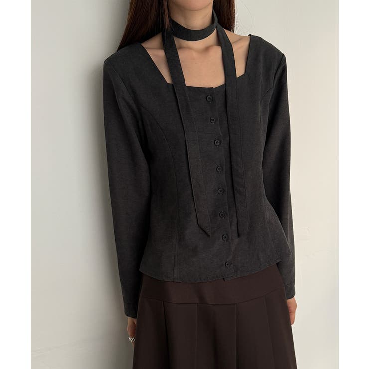 スエードタッチ スクエアネック 2WAYブラウス | VIVID LADY | 詳細画像14 