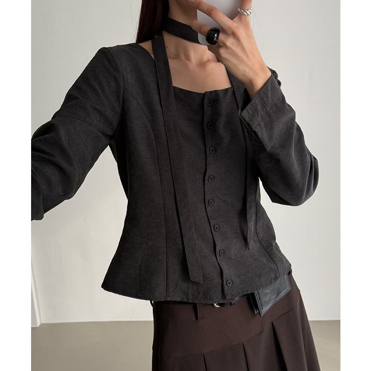 スエードタッチ スクエアネック 2WAYブラウス | VIVID LADY | 詳細画像17 