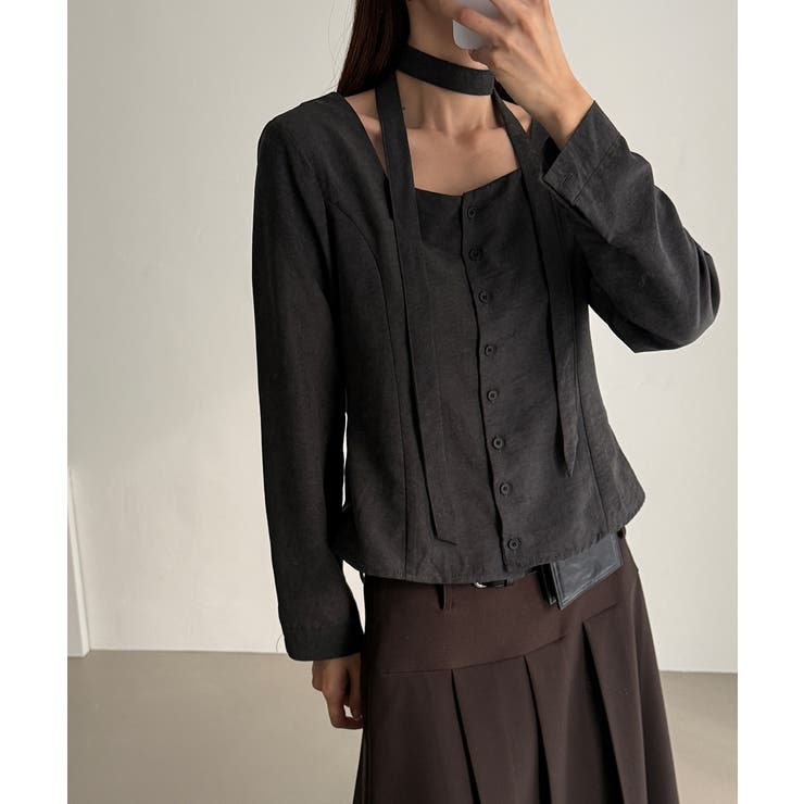 スエードタッチ スクエアネック 2WAYブラウス | VIVID LADY | 詳細画像18 