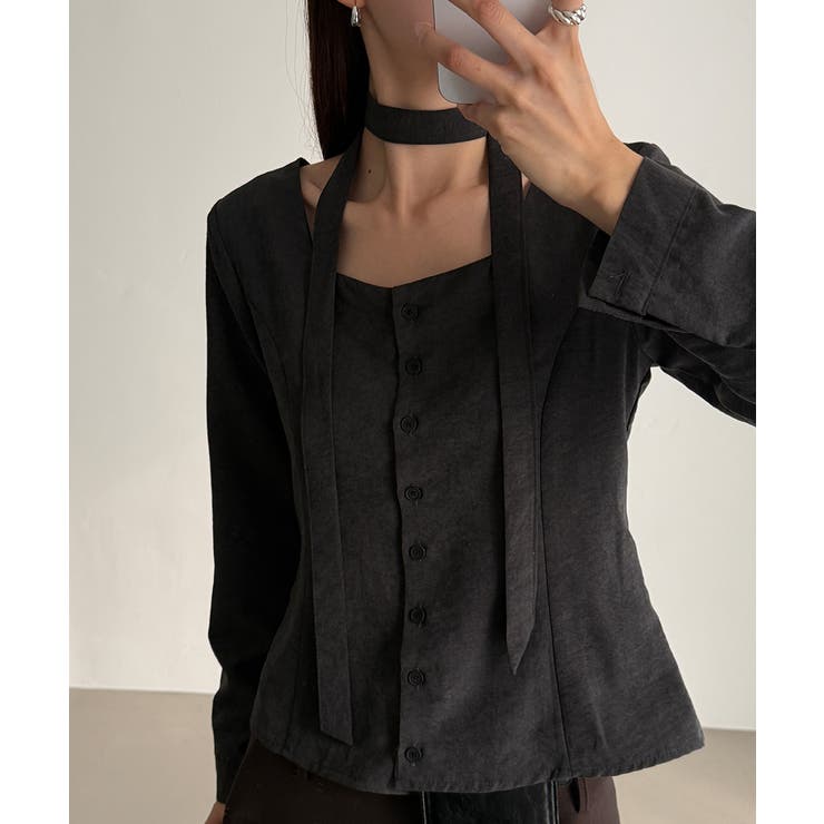 スエードタッチ スクエアネック 2WAYブラウス | VIVID LADY | 詳細画像19 