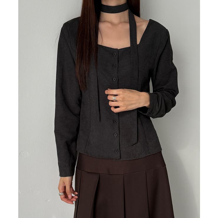 スエードタッチ スクエアネック 2WAYブラウス | VIVID LADY | 詳細画像20 