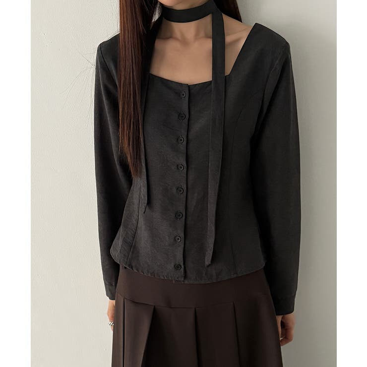 スエードタッチ スクエアネック 2WAYブラウス | VIVID LADY | 詳細画像21 