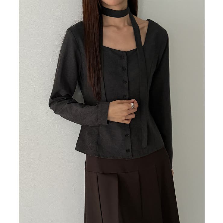 スエードタッチ スクエアネック 2WAYブラウス | VIVID LADY | 詳細画像22 