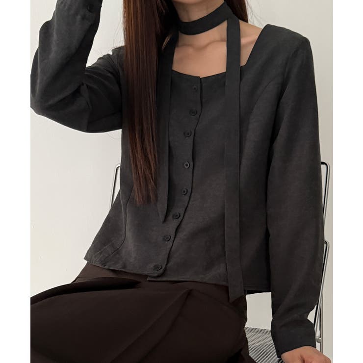 スエードタッチ スクエアネック 2WAYブラウス | VIVID LADY | 詳細画像23 