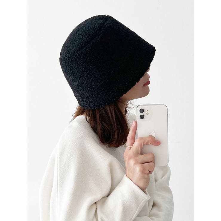 もこもこボアファーバケットハット Y2K バイカラー帽子[品番