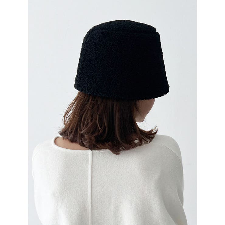 もこもこボアファーバケットハット Y2K バイカラー帽子[品番