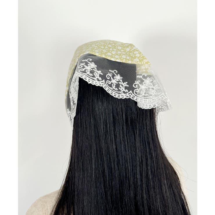 vintage shadeのスカーフ(レース付き) vintage shadeのスカーフ(レース付き) 三角スカーフ レース