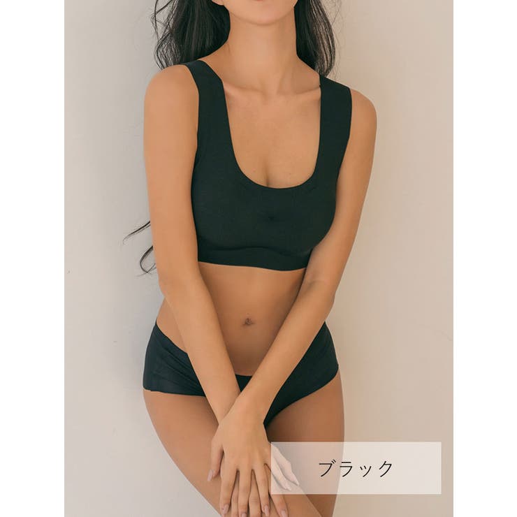 ブラック | 軽やかシームレスブラセット ブラショーツ ボリュームアップ | VIVID LADY