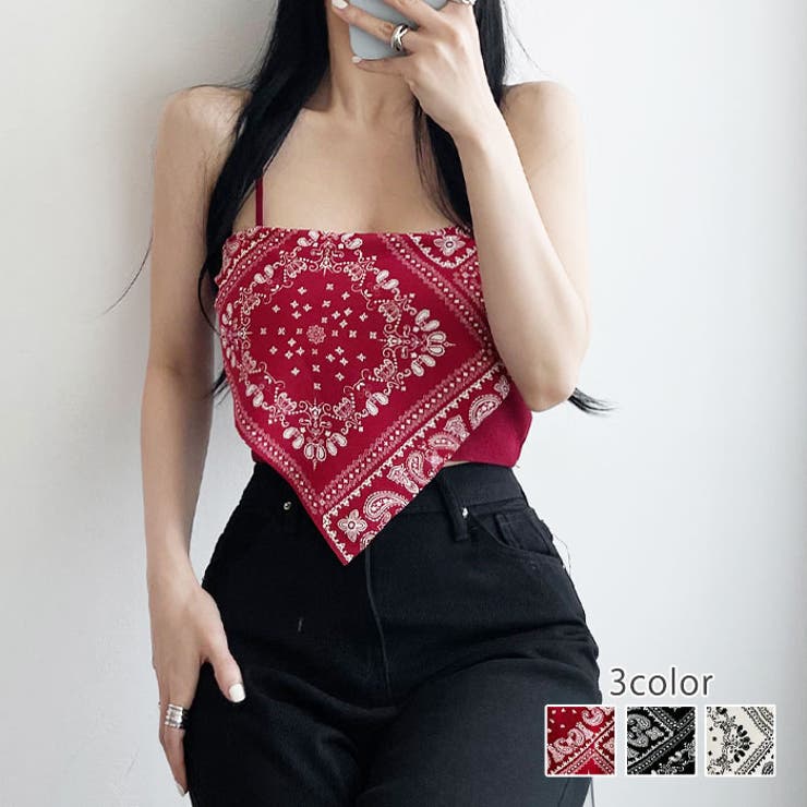 ペイズリー柄キャミニット 全3色 トップス[品番：KH000013864]｜VIVID
