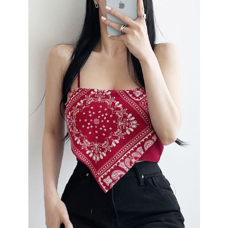 ペイズリー柄キャミニット 全3色 トップス[品番：KH000013864]｜VIVID