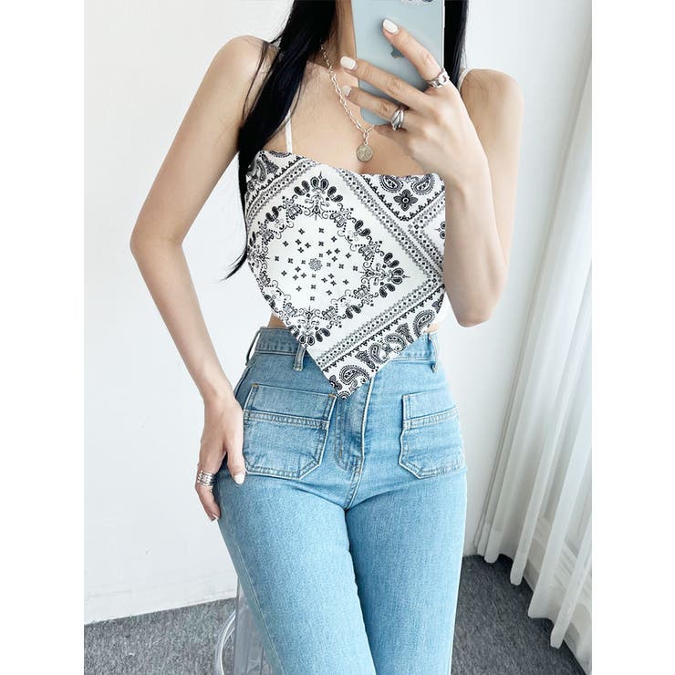 ペイズリー柄キャミニット 全3色 トップス[品番：KH000013864]｜VIVID