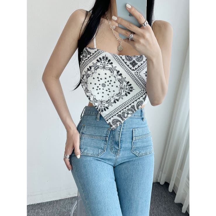 ペイズリー柄キャミニット 全3色 トップス[品番：KH000013864]｜VIVID