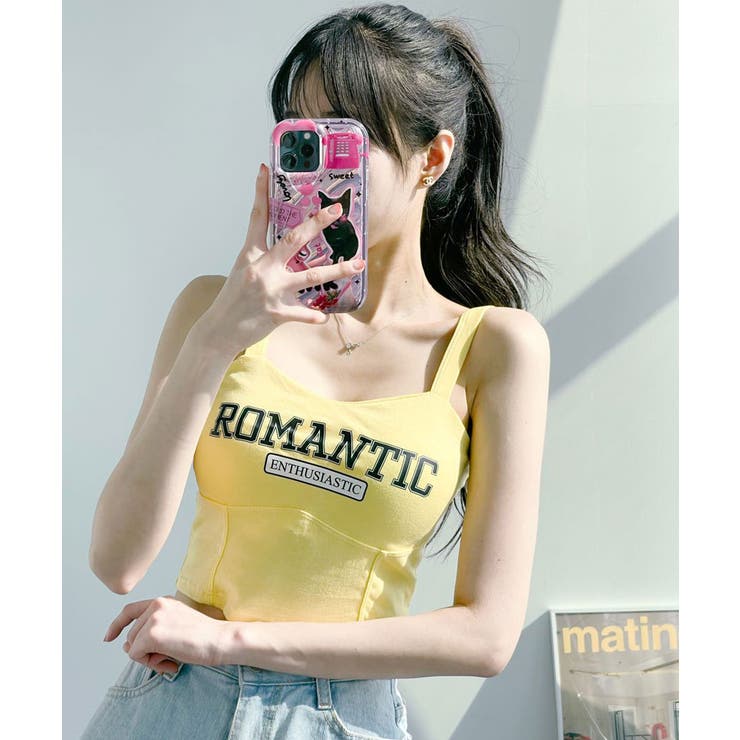USA VINTAGE Heart hipo BUTTON DESIGN CAMISOLE/アメリカ古着