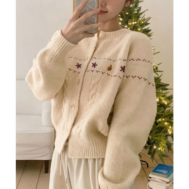 レトロフラワー刺繍 ラグランニットカーディガン | VIVID LADY | 詳細画像14 