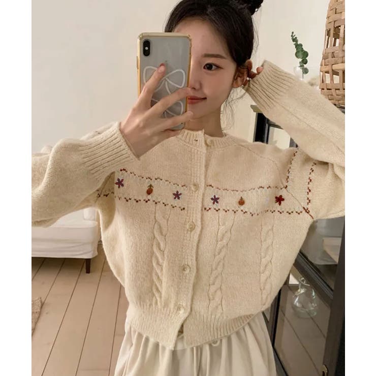 レトロフラワー刺繍 ラグランニットカーディガン | VIVID LADY | 詳細画像19 