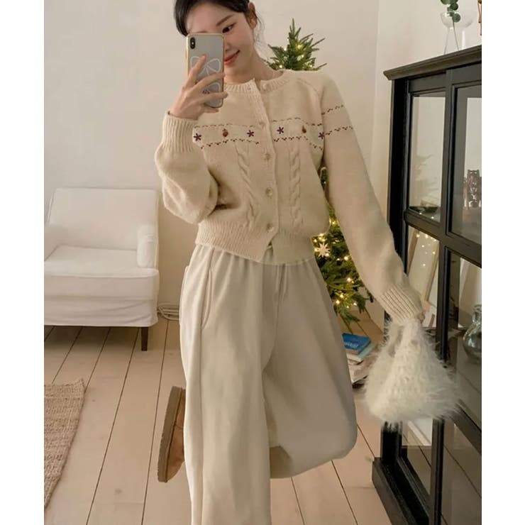 レトロフラワー刺繍 ラグランニットカーディガン | VIVID LADY | 詳細画像20 