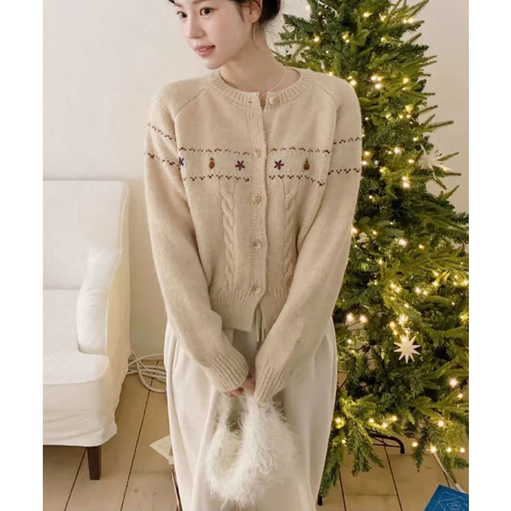 レトロフラワー刺繍 ラグランニットカーディガン | VIVID LADY | 詳細画像22 