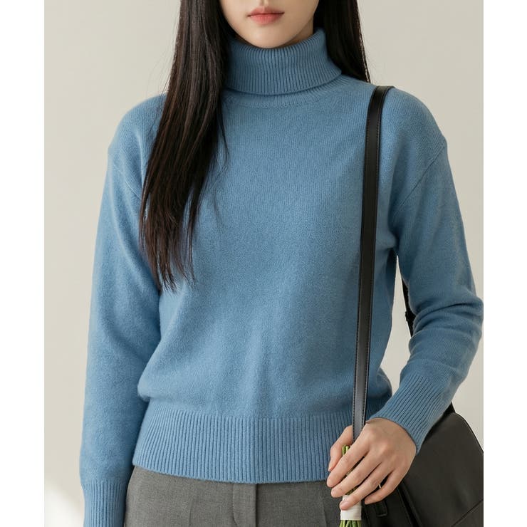ブルー | ベーシック タートルネックニット プルオーバー | VIVID LADY