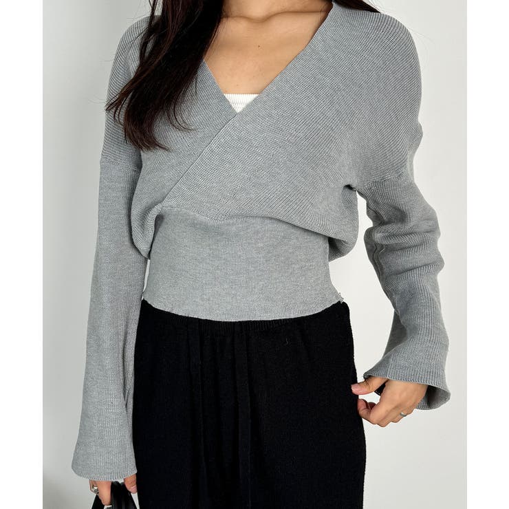 グレー | 素敵なラップデザインのラップニット レディース リブ | VIVID LADY