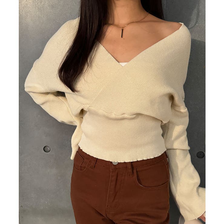 アイボリー | 素敵なラップデザインのラップニット レディース リブ | VIVID LADY